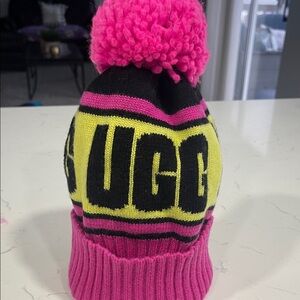 UGG Kids' Vibrant Pink and Yellow Beanie